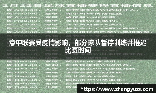 意甲联赛受疫情影响，部分球队暂停训练并推迟比赛时间