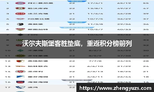 沃尔夫斯堡客胜垫底，重返积分榜前列